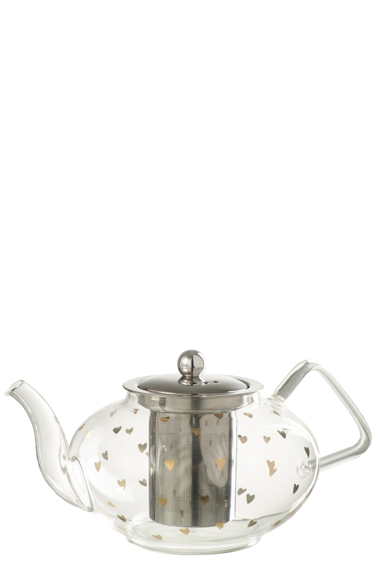J-Line theepot Hart - glas - transparant/goud