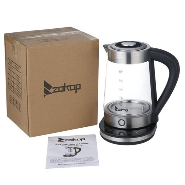 110V 1500W 2.5L Blue Glass Electric Kettle with Filter - 9.25 x 6.30 x 11.02