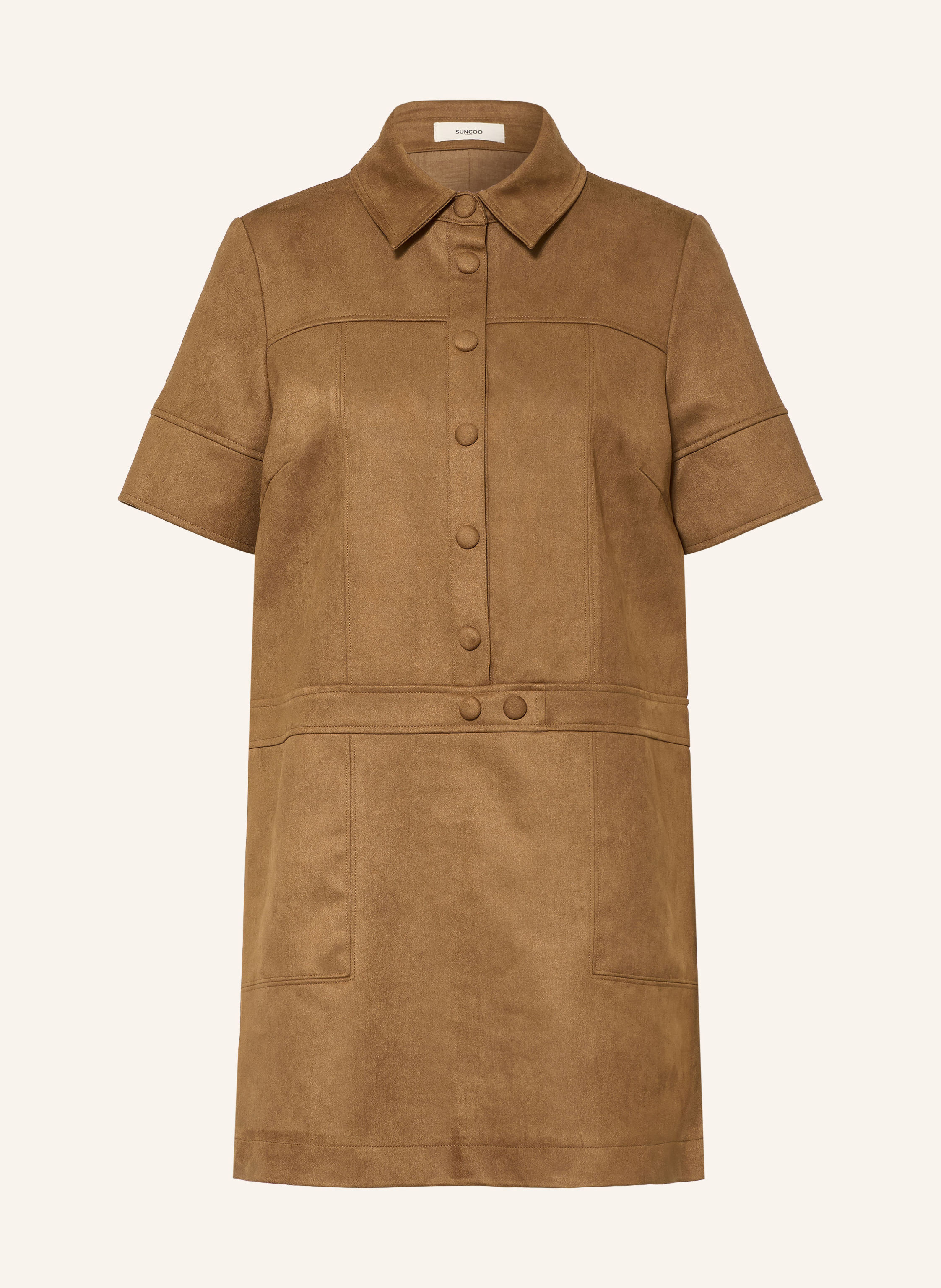 SUNCOO Hemdblusenkleid CITY in Lederoptik