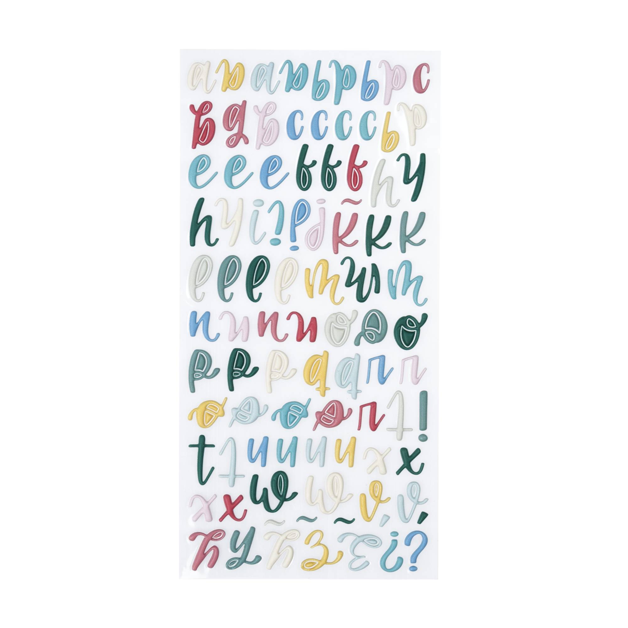 Matt Pastel Lowercase Puffy Script Alphabet Stickers