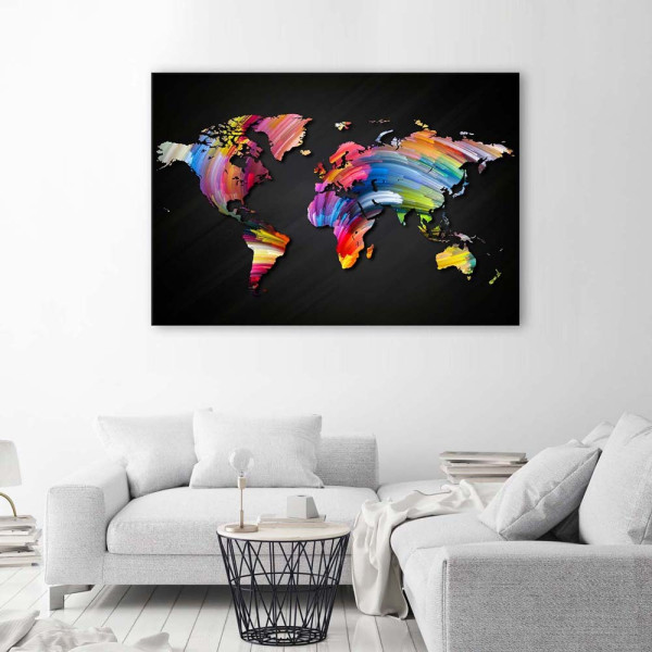 Feeby Obraz na płótnie Mapa świata kolorowa 60x40