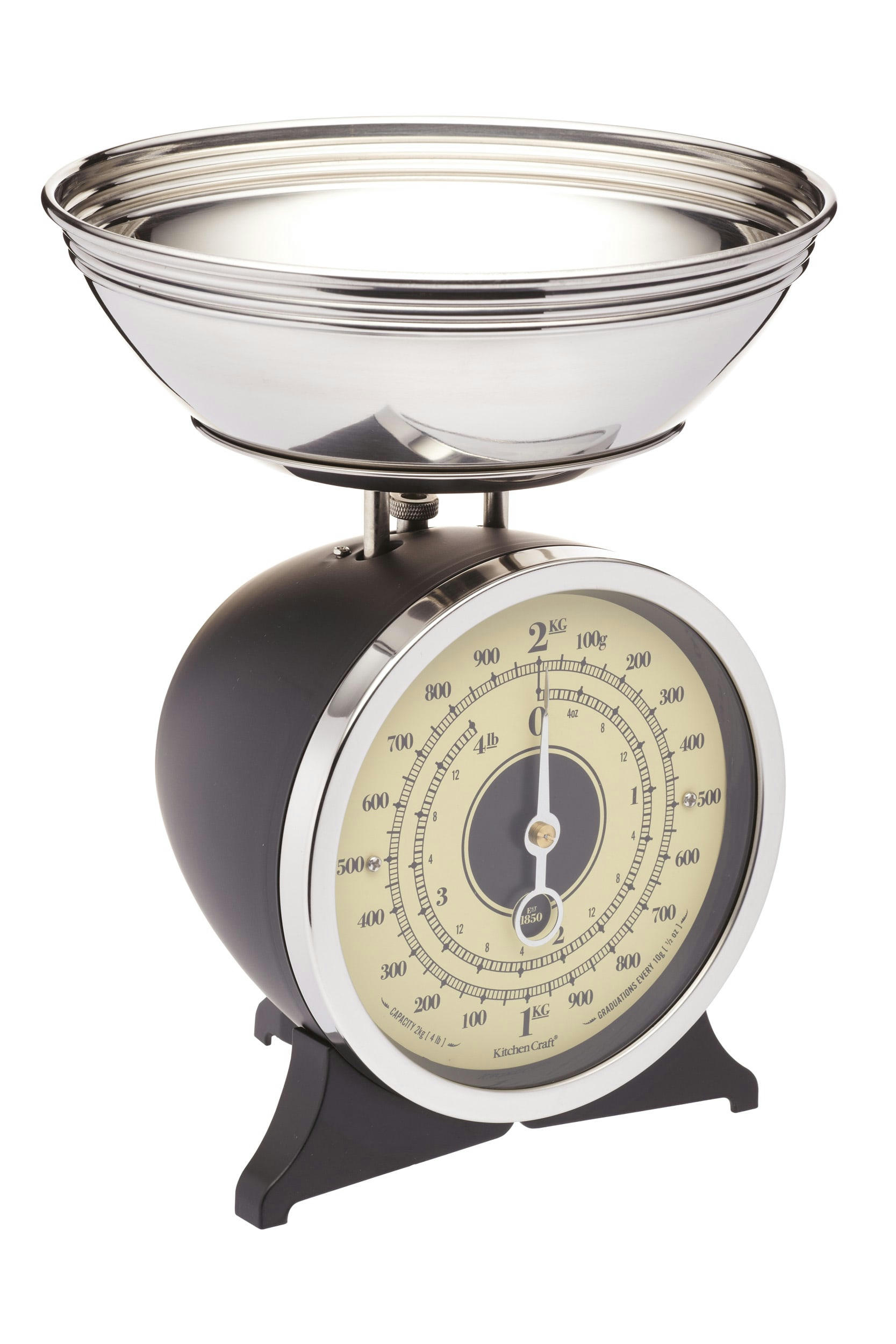 - Balance de cuisine mécanique vintage acier inoxydable noire