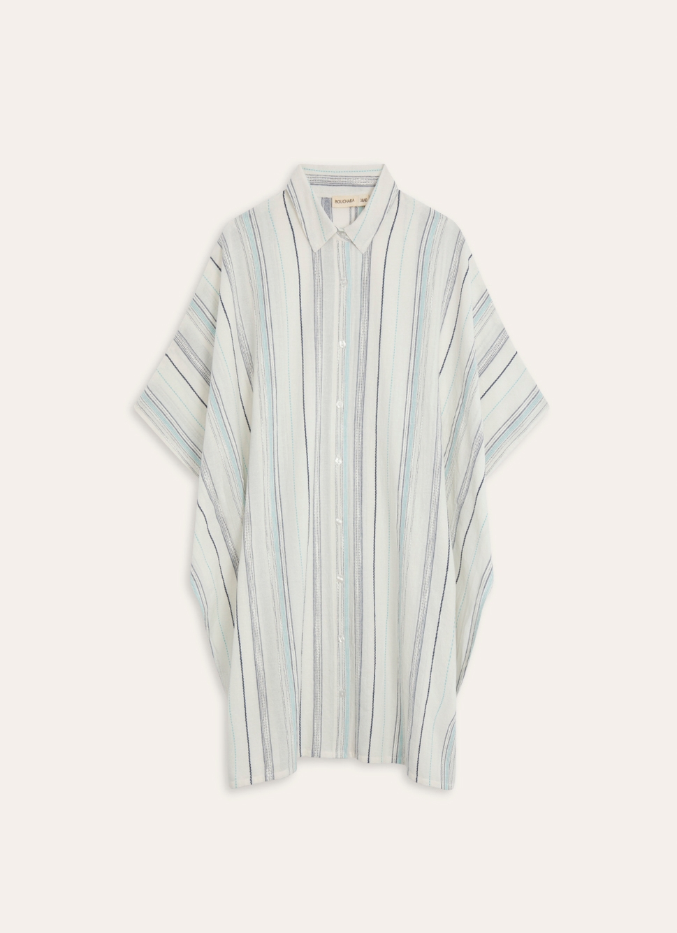 TUNIQUE BOUTONNÉE FORME AMPLE EN COTON ECRU