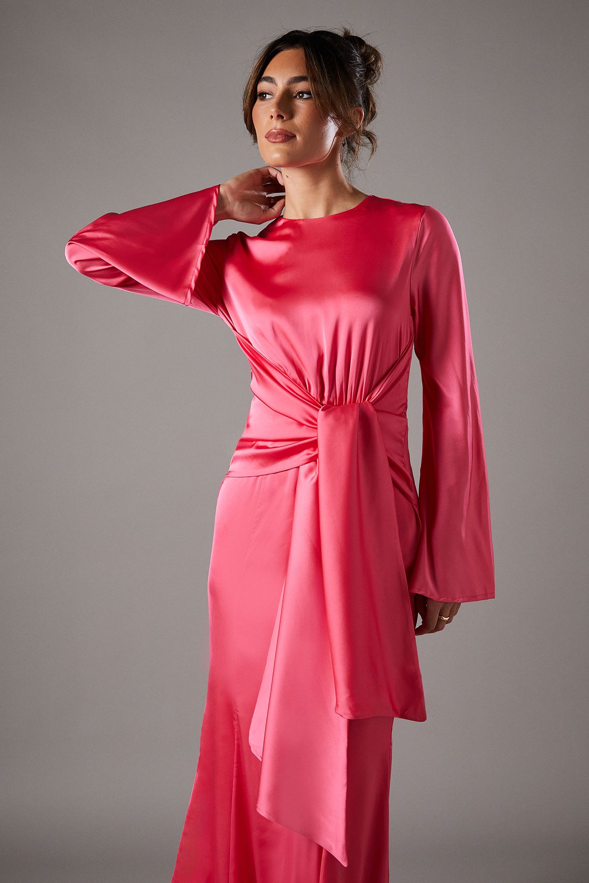 Coast Satin Tie Waist Gown