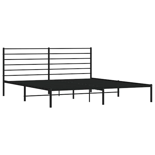 NNEVL Metal Bed Frame with Headboard Black 183x203 cm King
