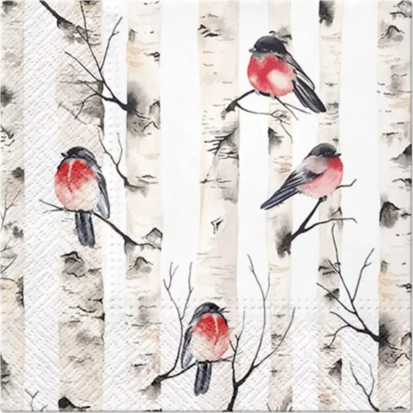 Serviette 20er-Set Birche mit Vogel