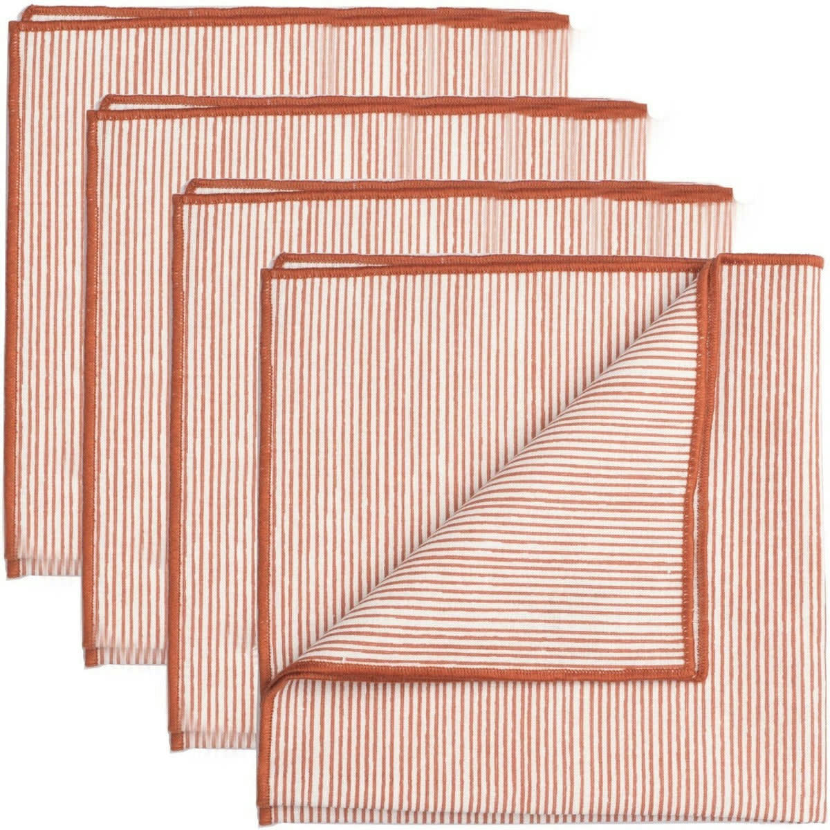 PINSTRIPE - Serviettes de table (x4) coton  45x45 terracotta