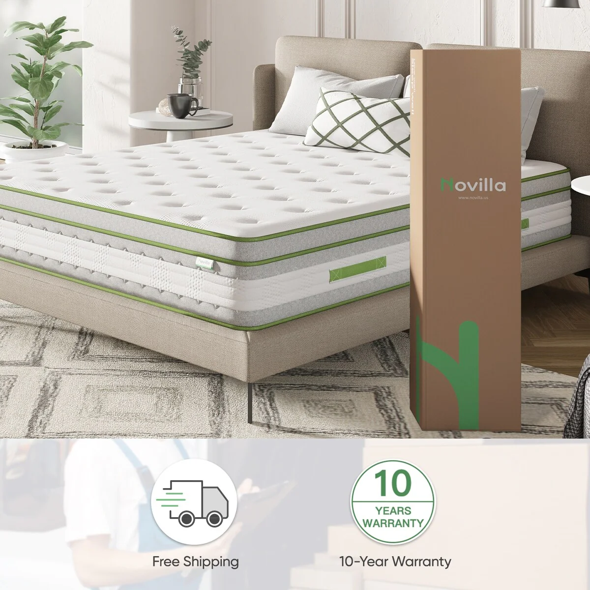 Novilla 12-inch Gel Memory Foam and Innerspring Hybrid Mattress
