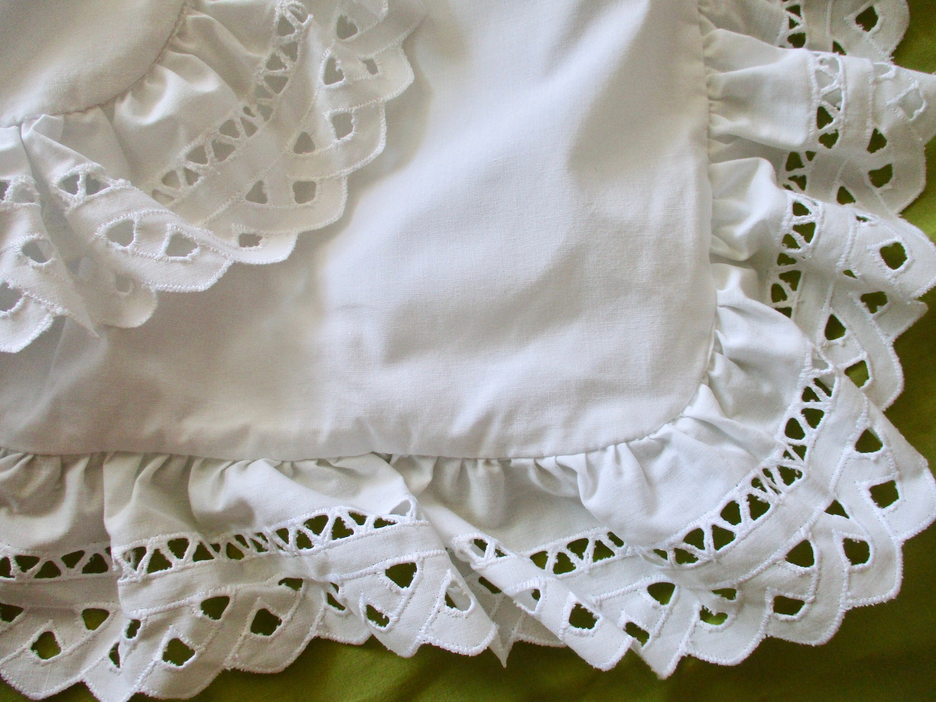 white eyelet pillow sham - Waverly cotton blend, eyelet ruffle, square