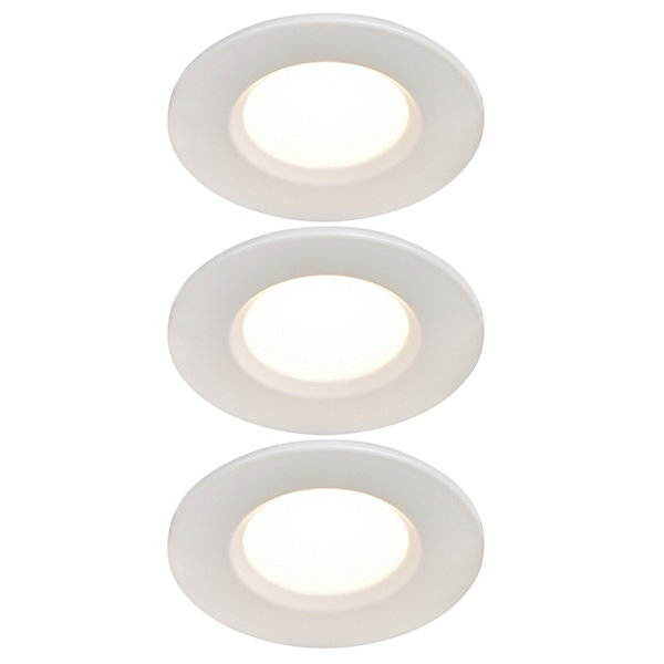 3 spots encastrables Etana LED intégrée blanc chaud IP65 410lm 4.7W Ø8.5cmxH.3.1cm métal blanc GoodHome