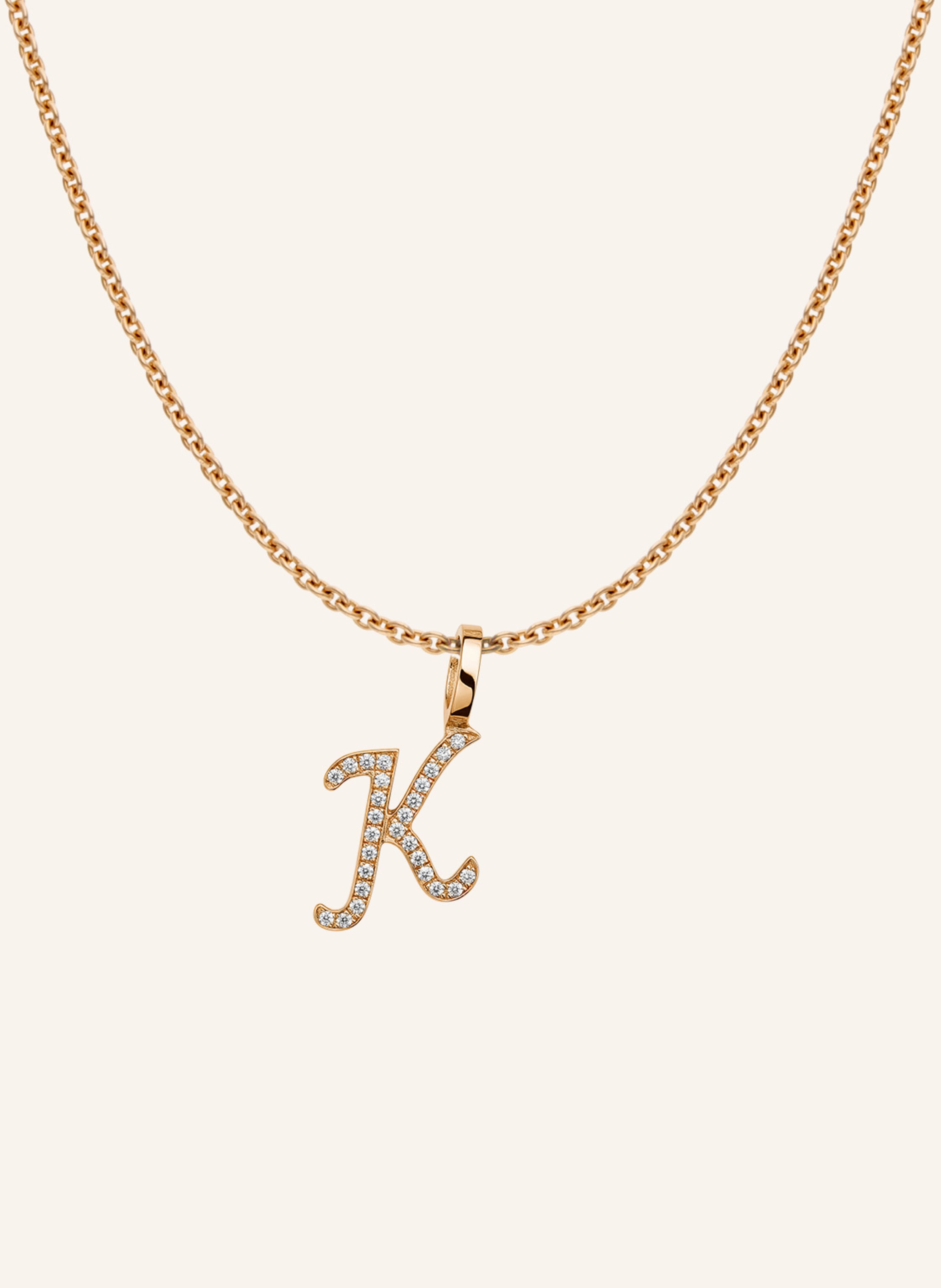 CADA Kette TINY DIAMOND LETTER K