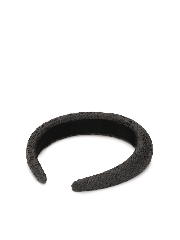 Black braided paper straw headband