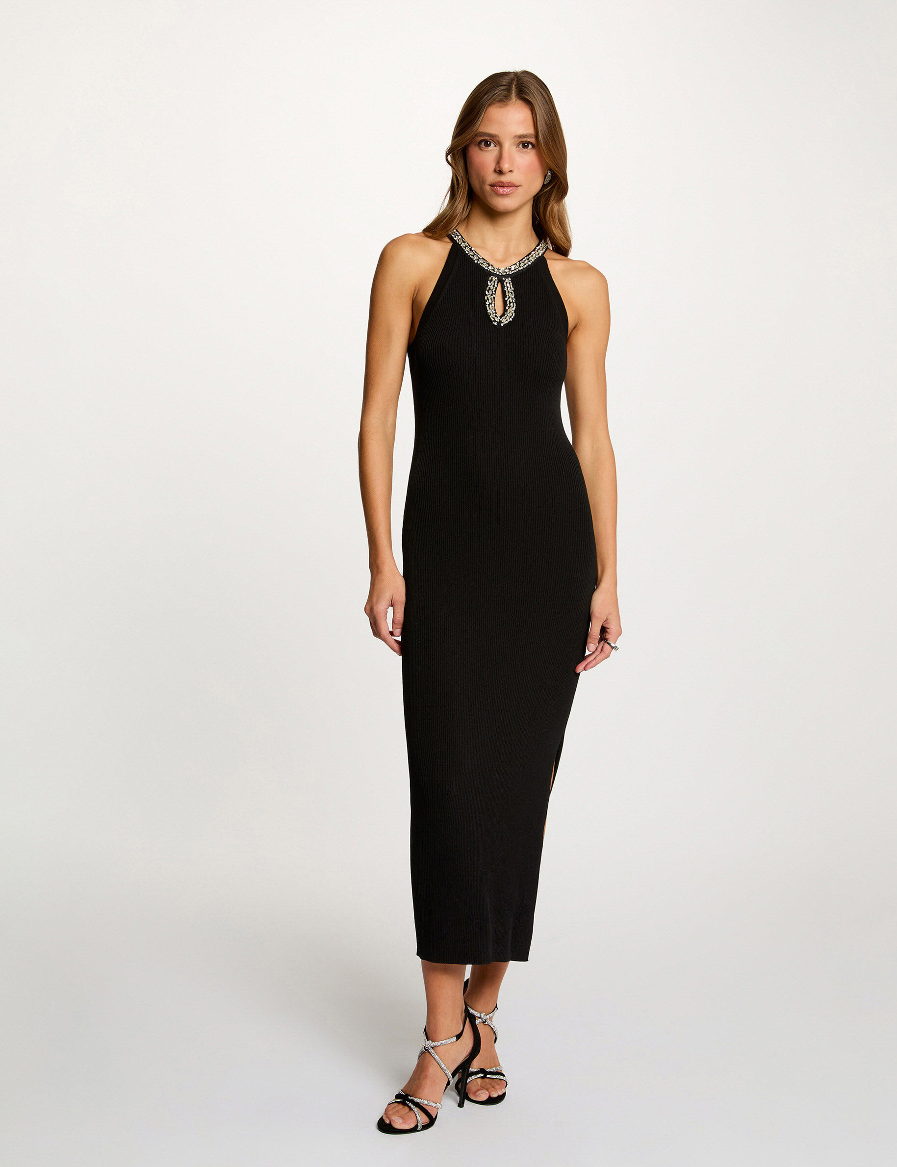Long Fitted Knit Dress Black Women