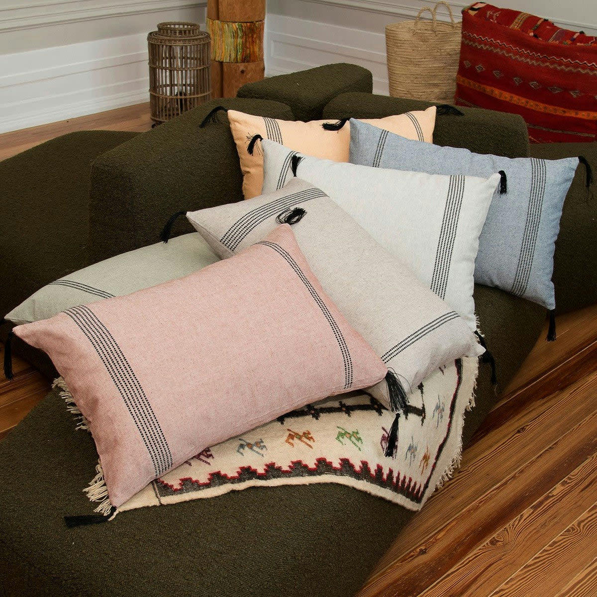 HANA - Housse de coussin coton  60x40 tomette