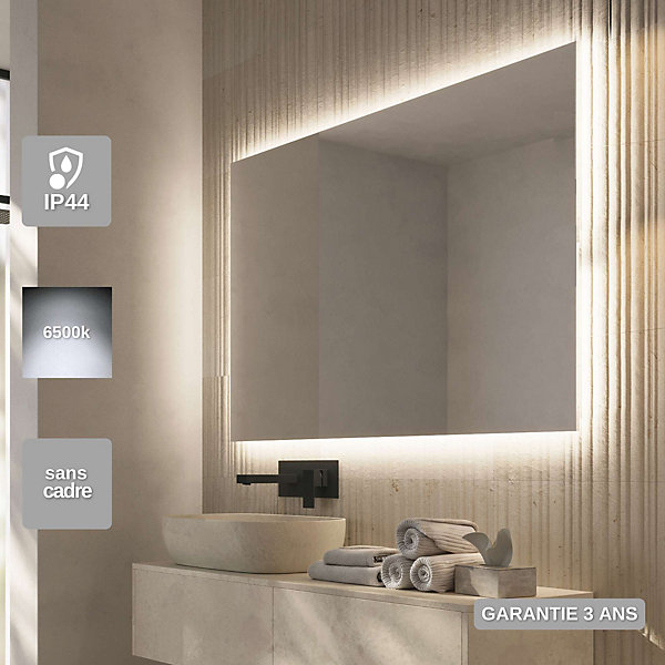 Miroir de Salle de Bain Lumineux LED 100x70 - Blanc Froid - SUECIA LEDIMEX