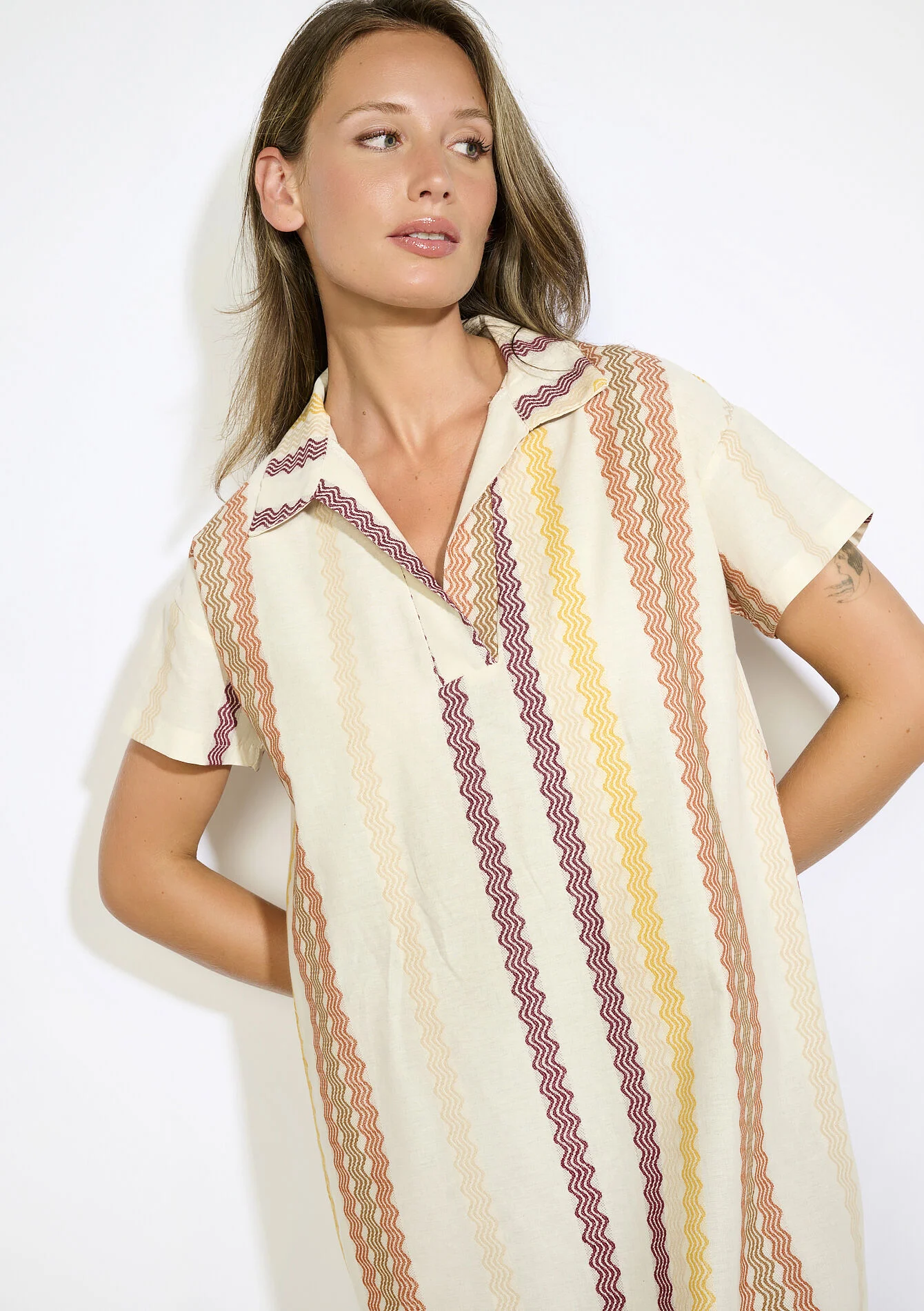 Korte gestreepte kaftan