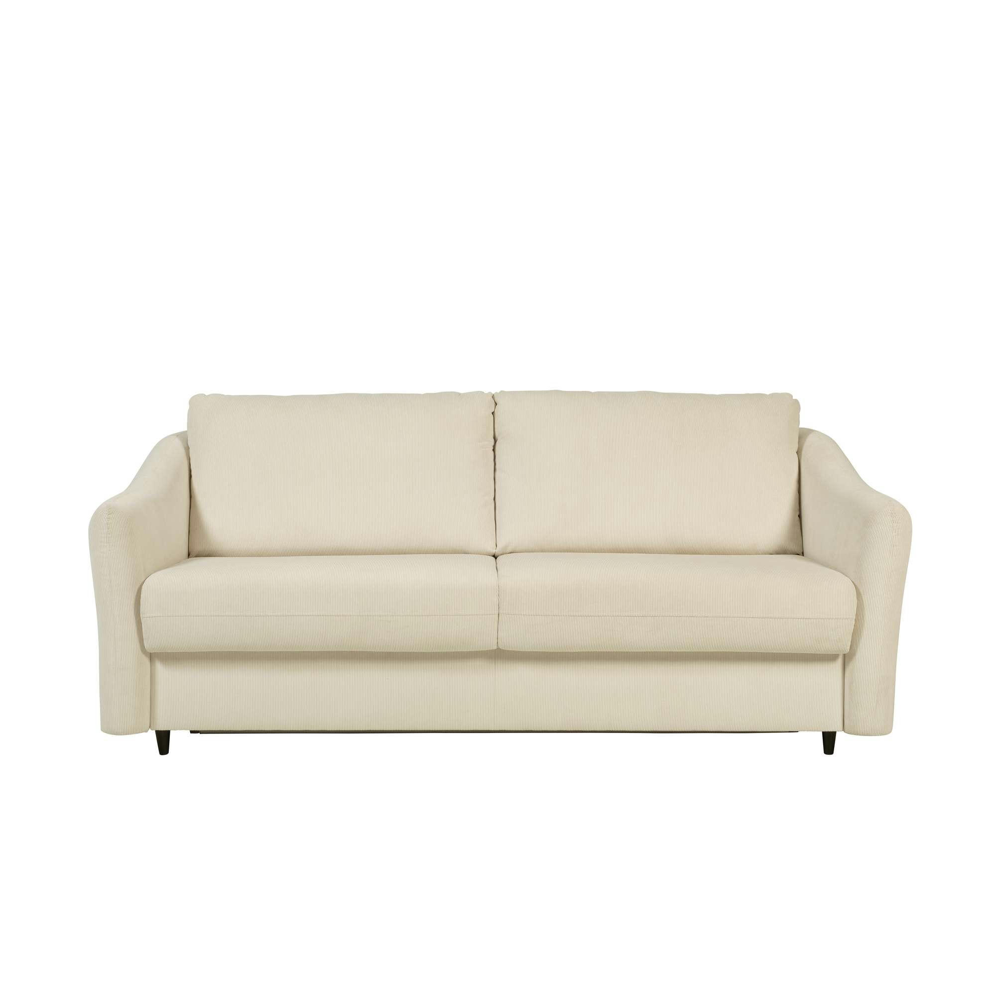 CHARDONNAY - Canapé droit convertible 3 places en velours côtelé beige