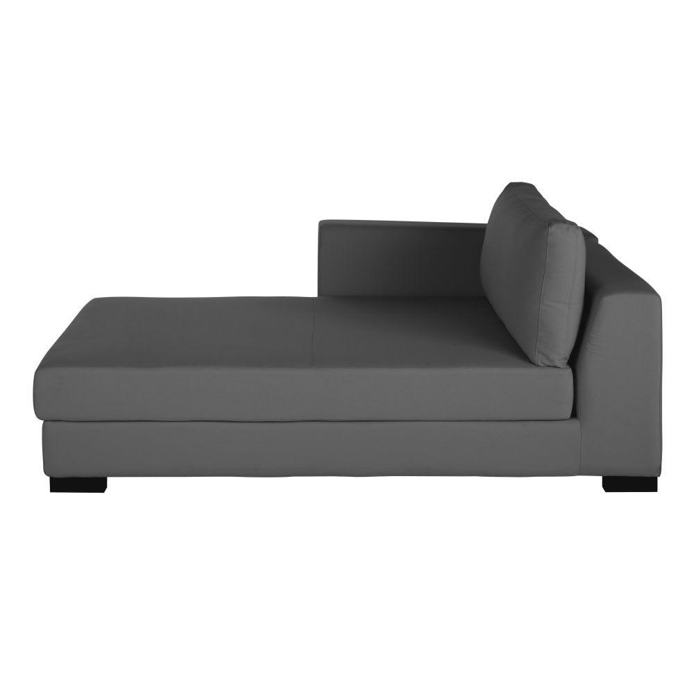 Terence - Méridienne-coffre gauche pour canapé modulable en toile gris ardoise