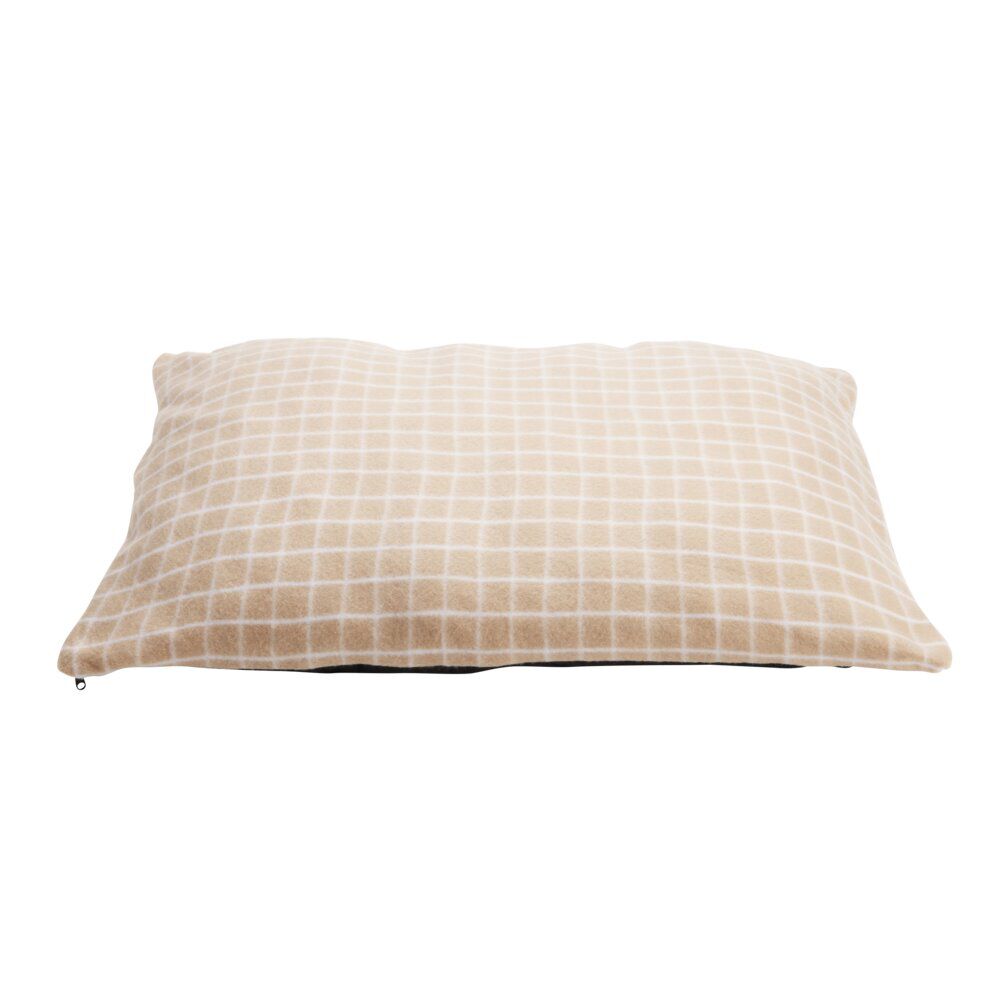 Matelas pour chien coton quadrillage orange et blanc Taille S 65x45xép8cm