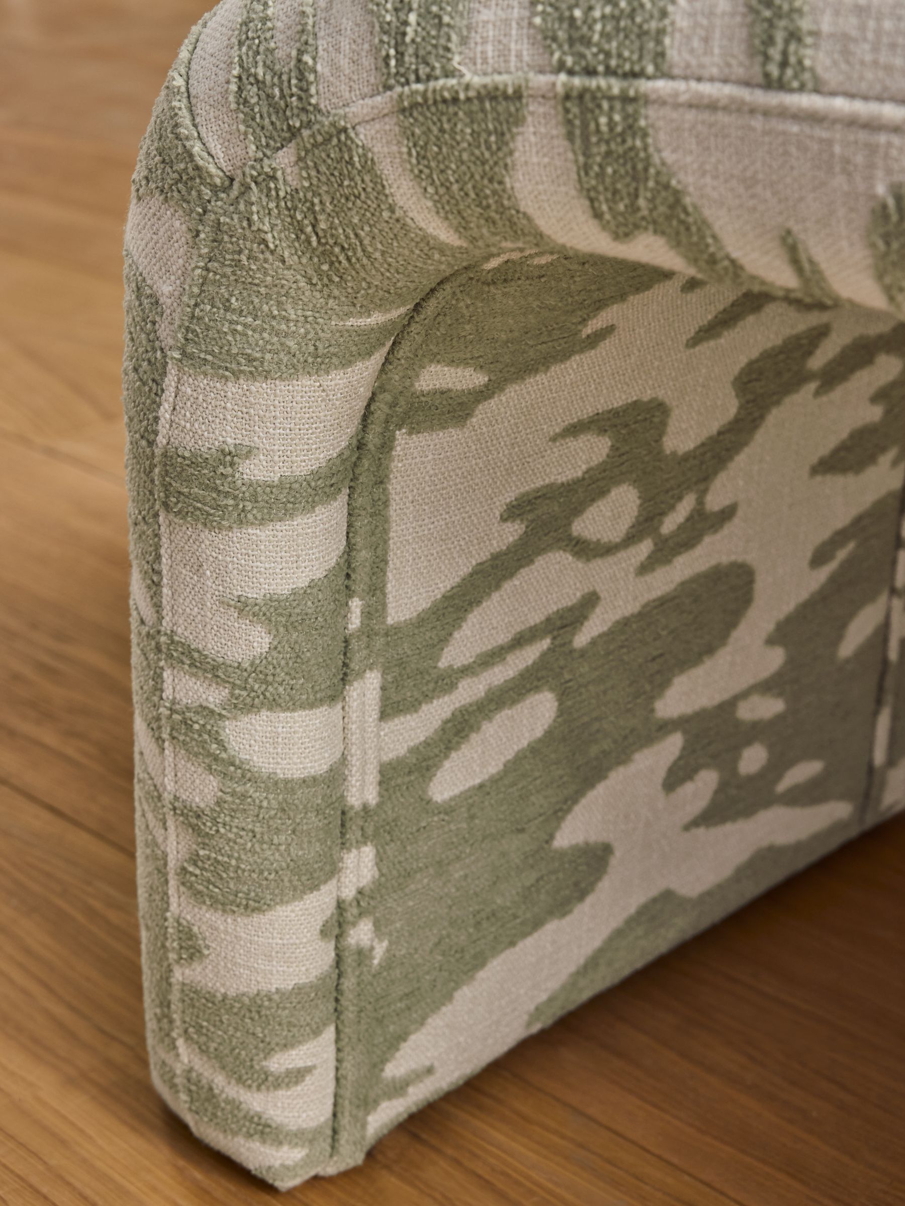 Beryl Bench in Natural and Sage Green Embossed Chenille