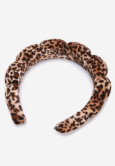 Womens Brown Leopard Print Spa Headband