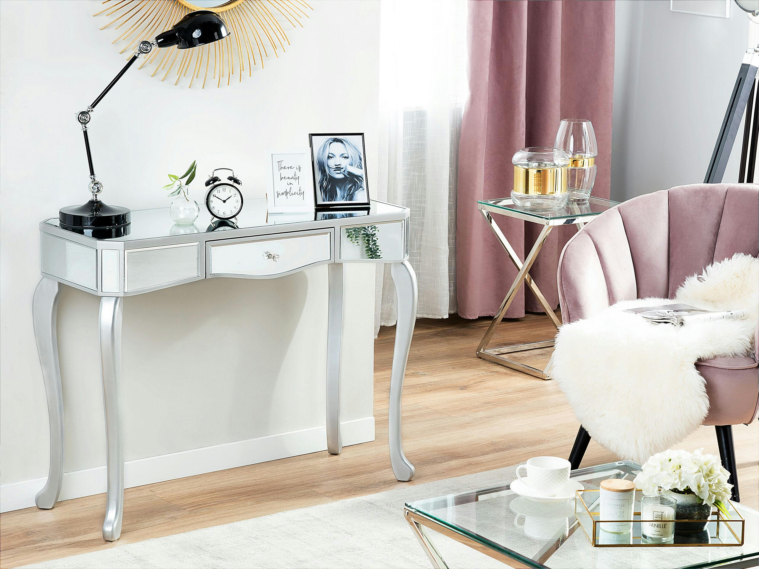 CARCASSONNE - Coiffeuse effet miroir avec tiroir