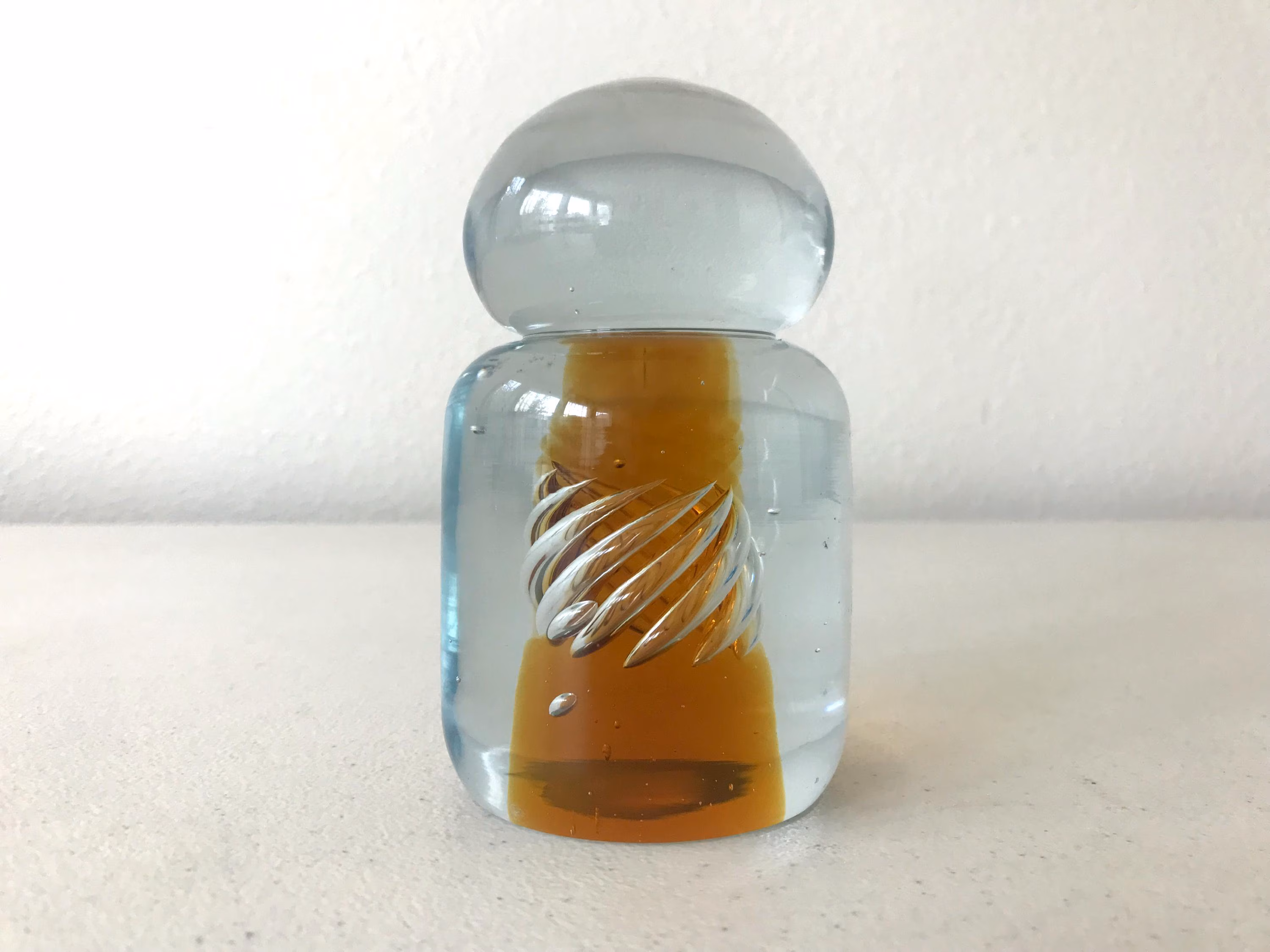 Vintage Blenko Amber Swirl Paperweight