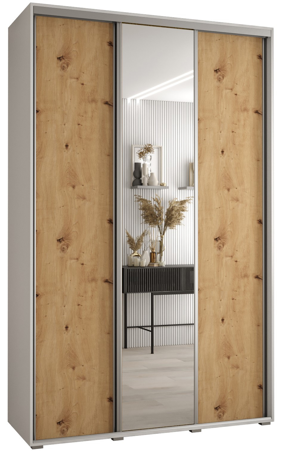 Szafa przesuwna 45 wysoka Davos 3 150 biały artisan srebrny