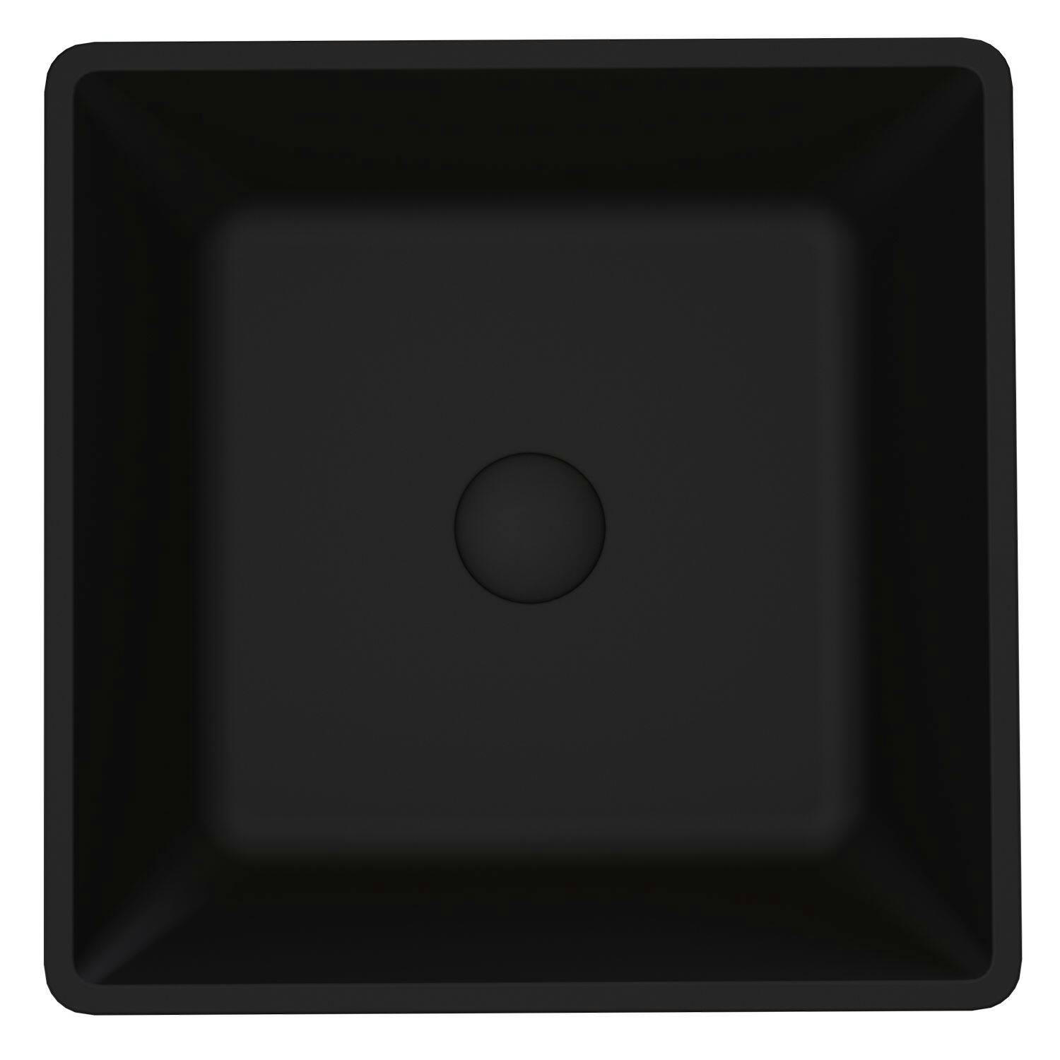VIGO Roma Glass Square Vessel Bathroom Sink/Basin with Rounded Edges & Deep Bowl, Black