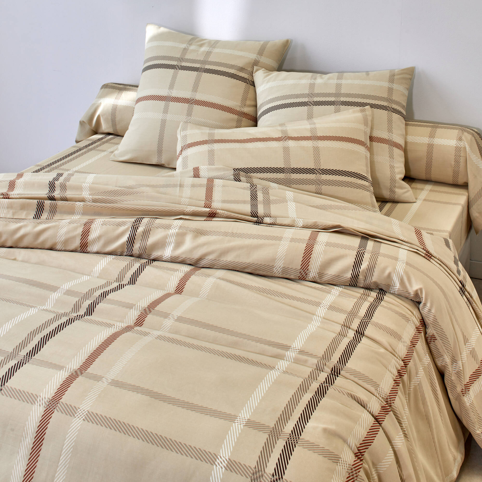 Linge de lit Karl imprimé écossais, en flanelle