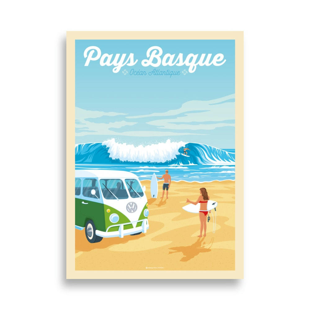- Affiche Pays Basque France - Van Volkswagen - Villa 50x70 cm
