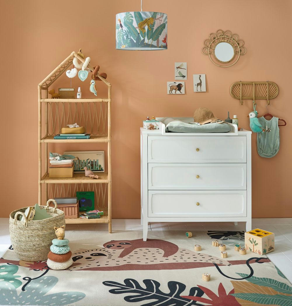 AUBIN - Patère 3 crochets en rotin beige