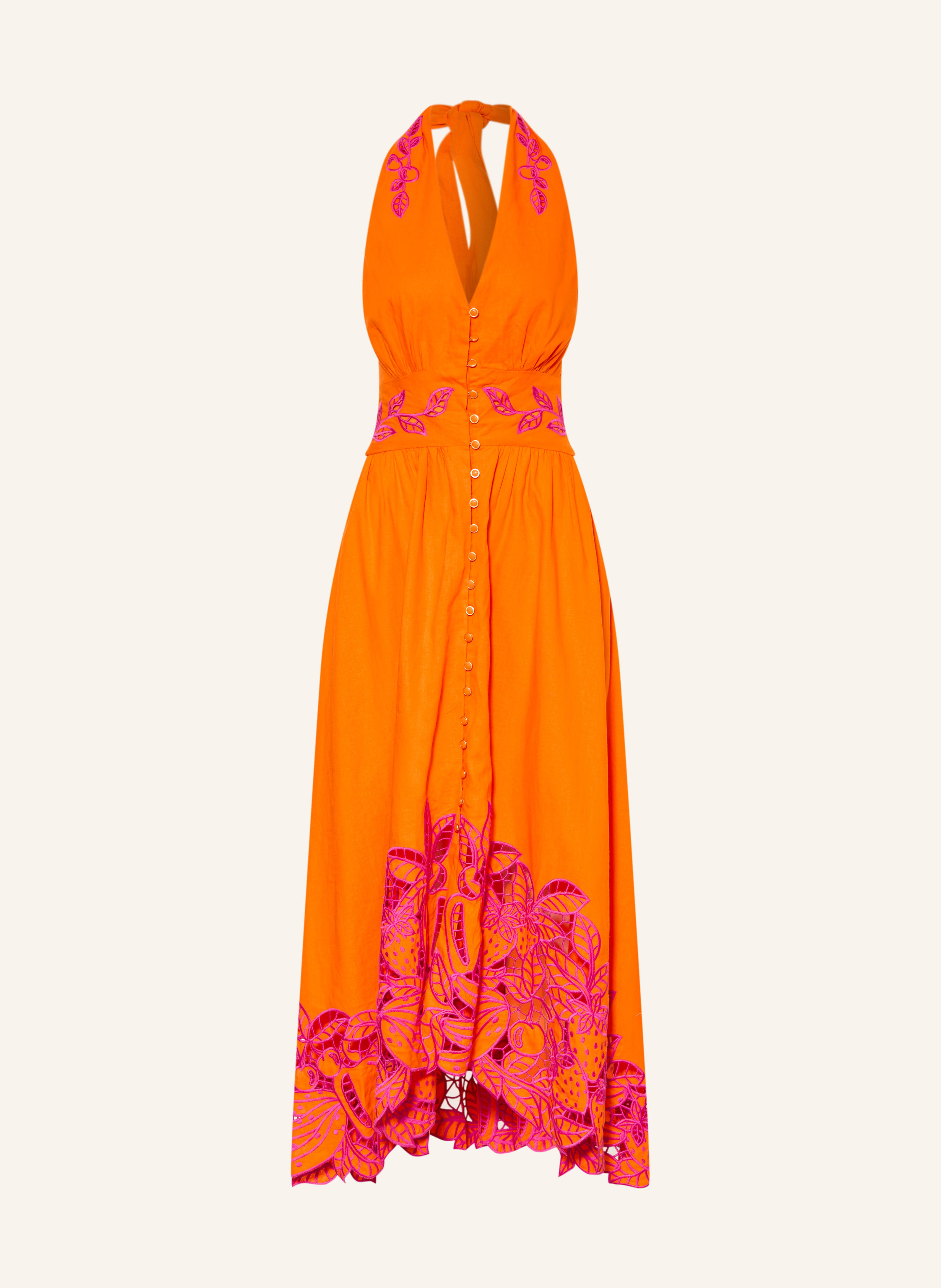 FARM RIO Kleid FRUIT RICHILIUER ARTISANAL mit Leinen und Lochspitze