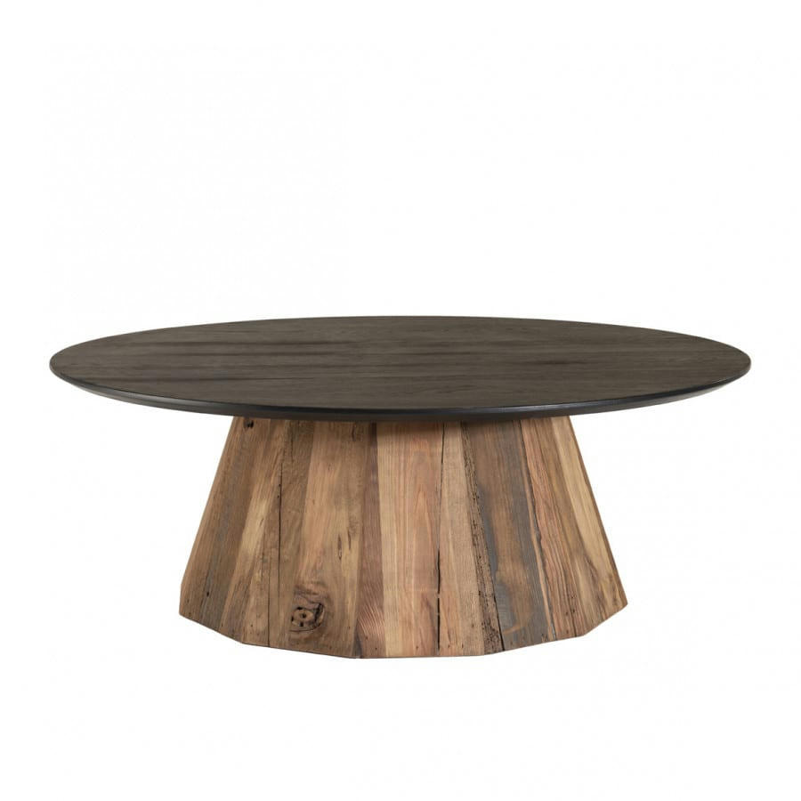 ANDREA - Table basse ronde en pin recyclé D90