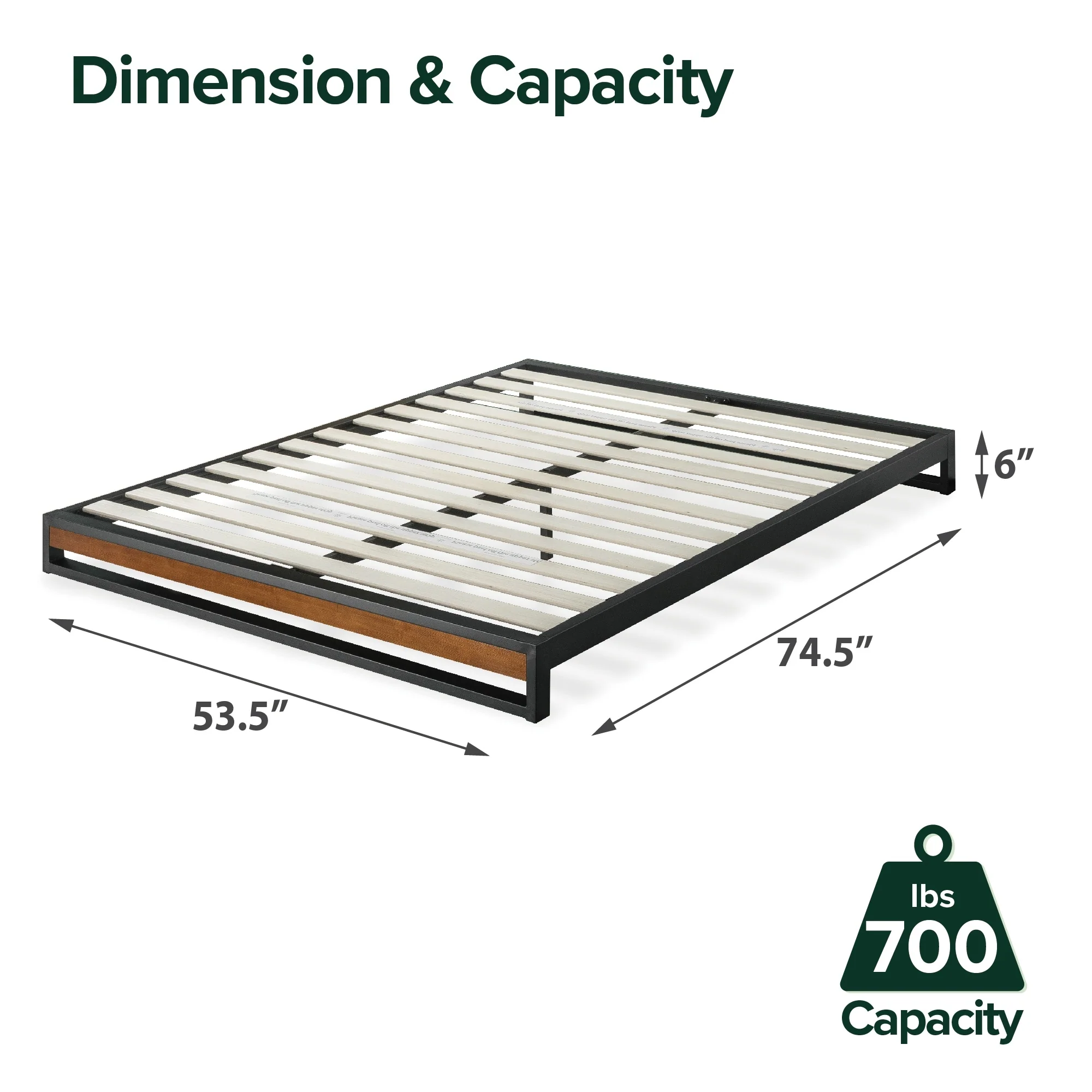 Priage by ZINUS GOOD DESIGN™ Winner 6 Inch Chestnut Brown Bamboo and Metal Platforma Bed