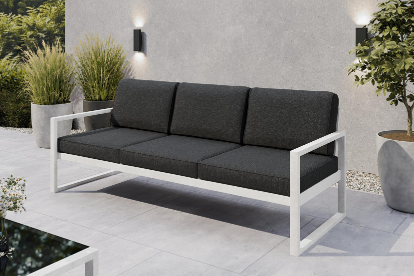 Sofa ogrodowa 3-osobowa ALICANTE grafitowa z białym stelażem