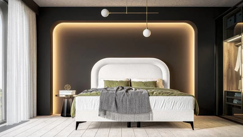 Boxspring Lorena chenille inclusief topper 180 x 200 cm