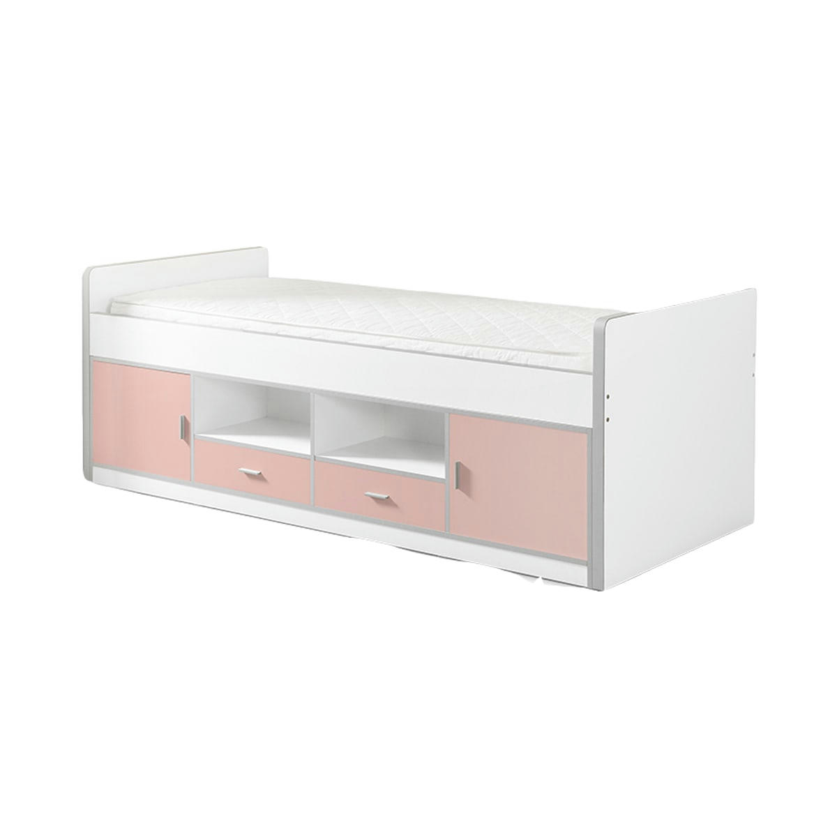 BONNY - Lit capitaine 90x200 sommier inclus rose