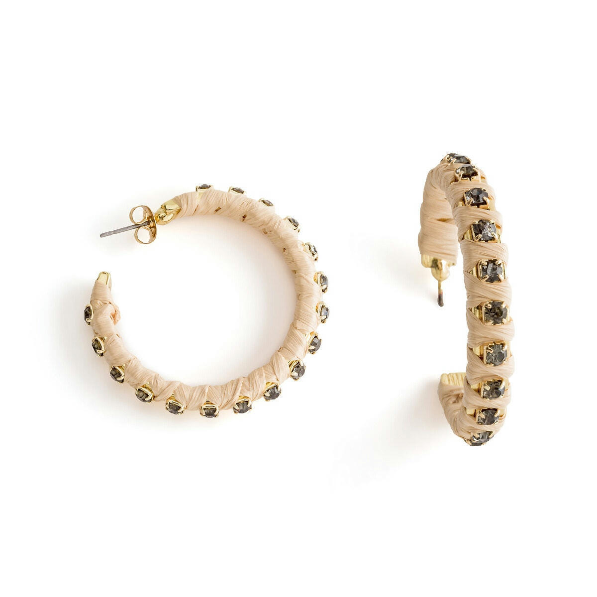 Boucles d'oreilles créoles en raphia