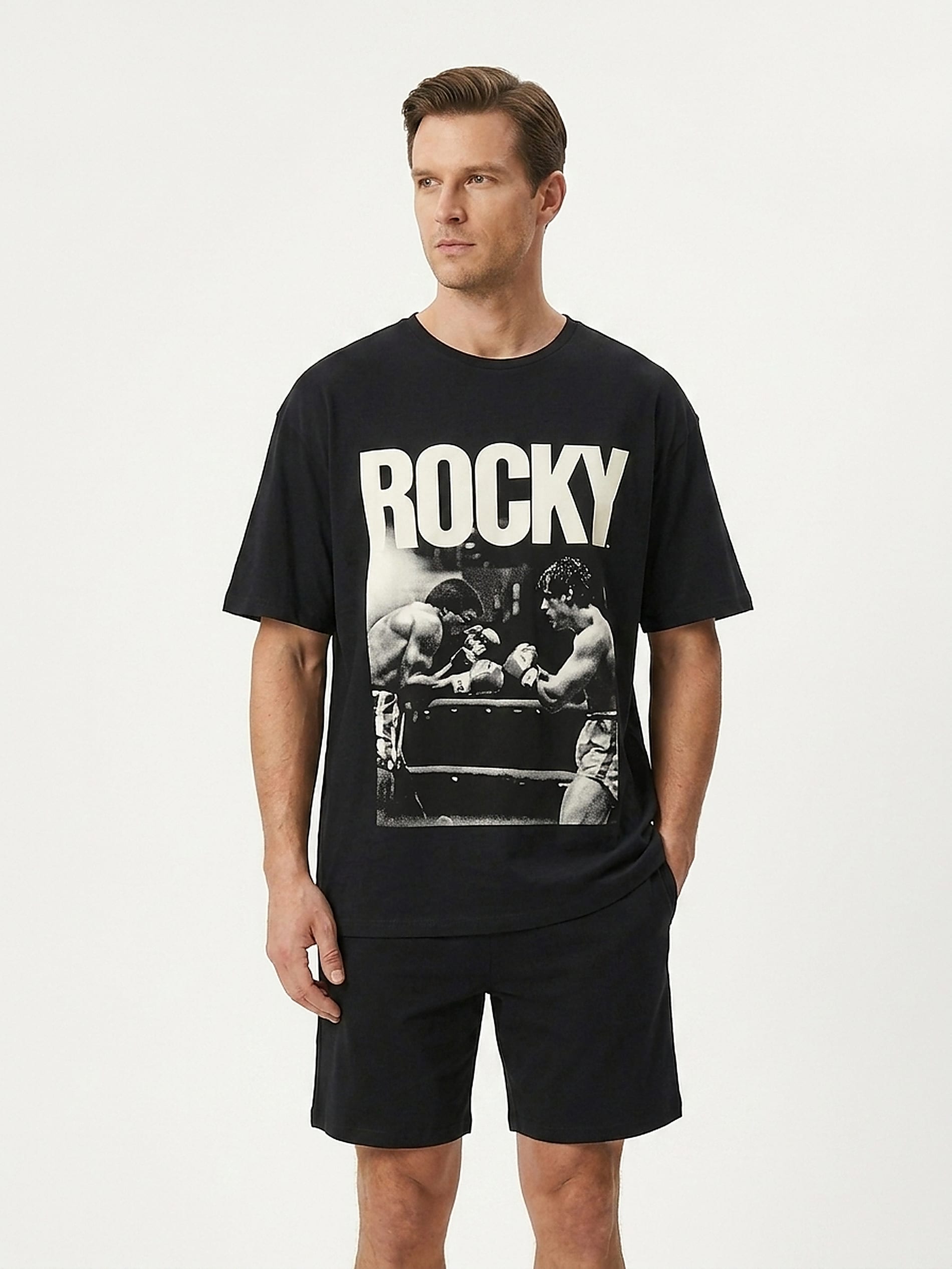 Bawełniana piżama dwuczęściowa z nadrukiem Rocky Balboa