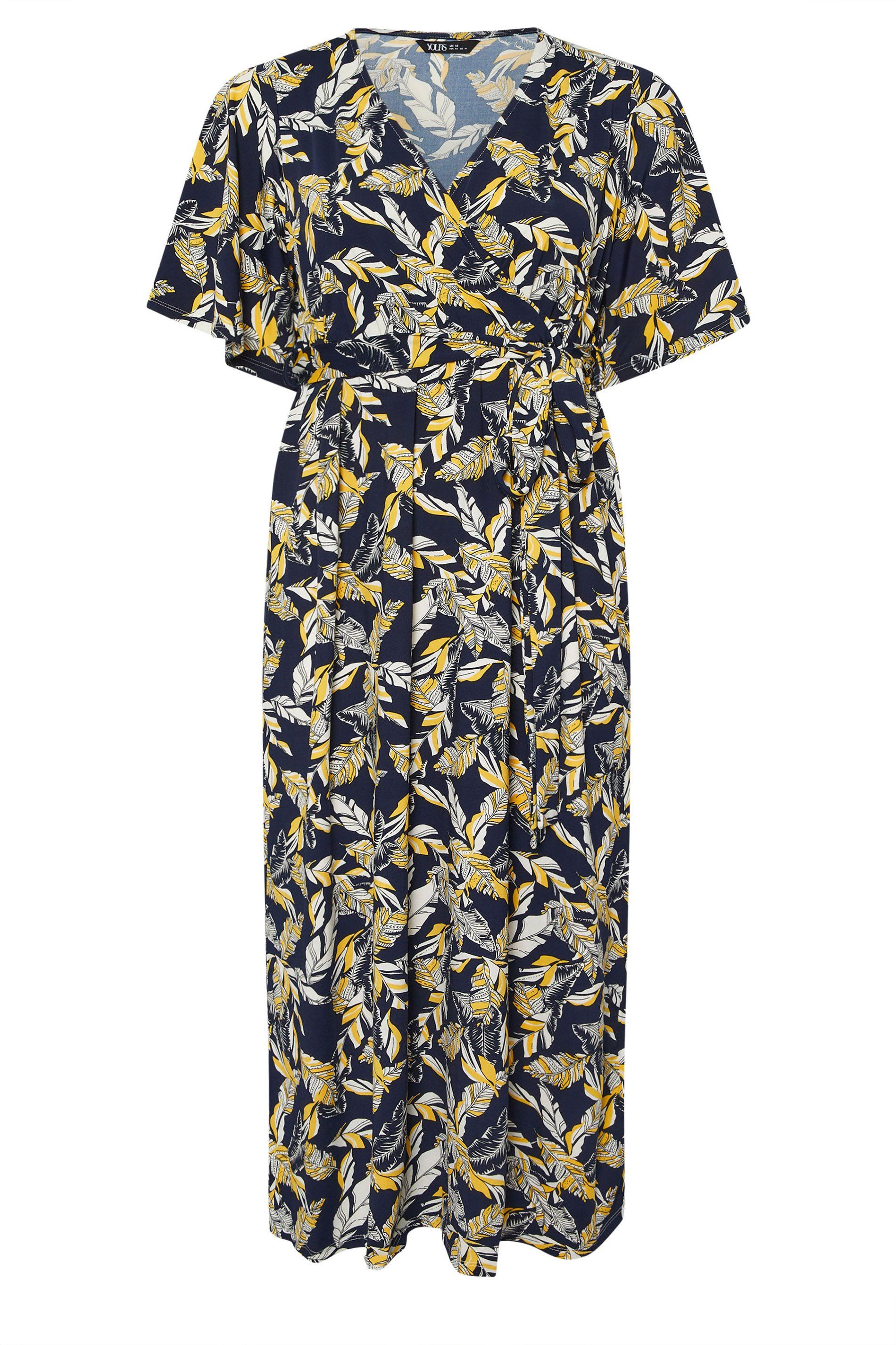 Yours Leaf Print Wrap Midaxi Dress