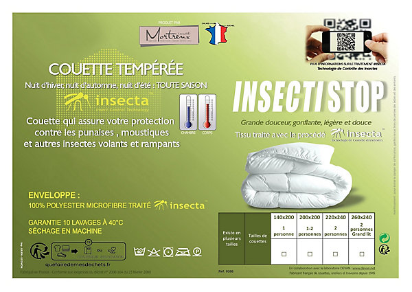 Couette Tempérée Anti Insectes - 1 ou 2 Personnes 220 x 240 - 14923