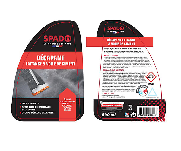 Décapant laitance et voile de ciment Spado professionnel 500ml