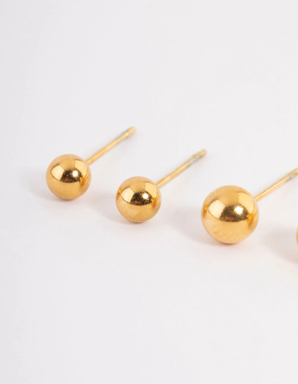 Waterproof Gold Plated Stainless Steel Small Ball Stud Earrings Pack