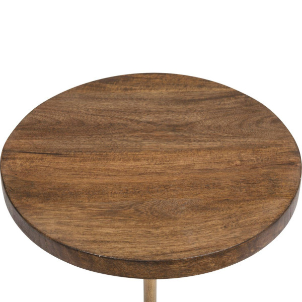 Stolik kawowy marmur i drewno, Ø 35,5 cm