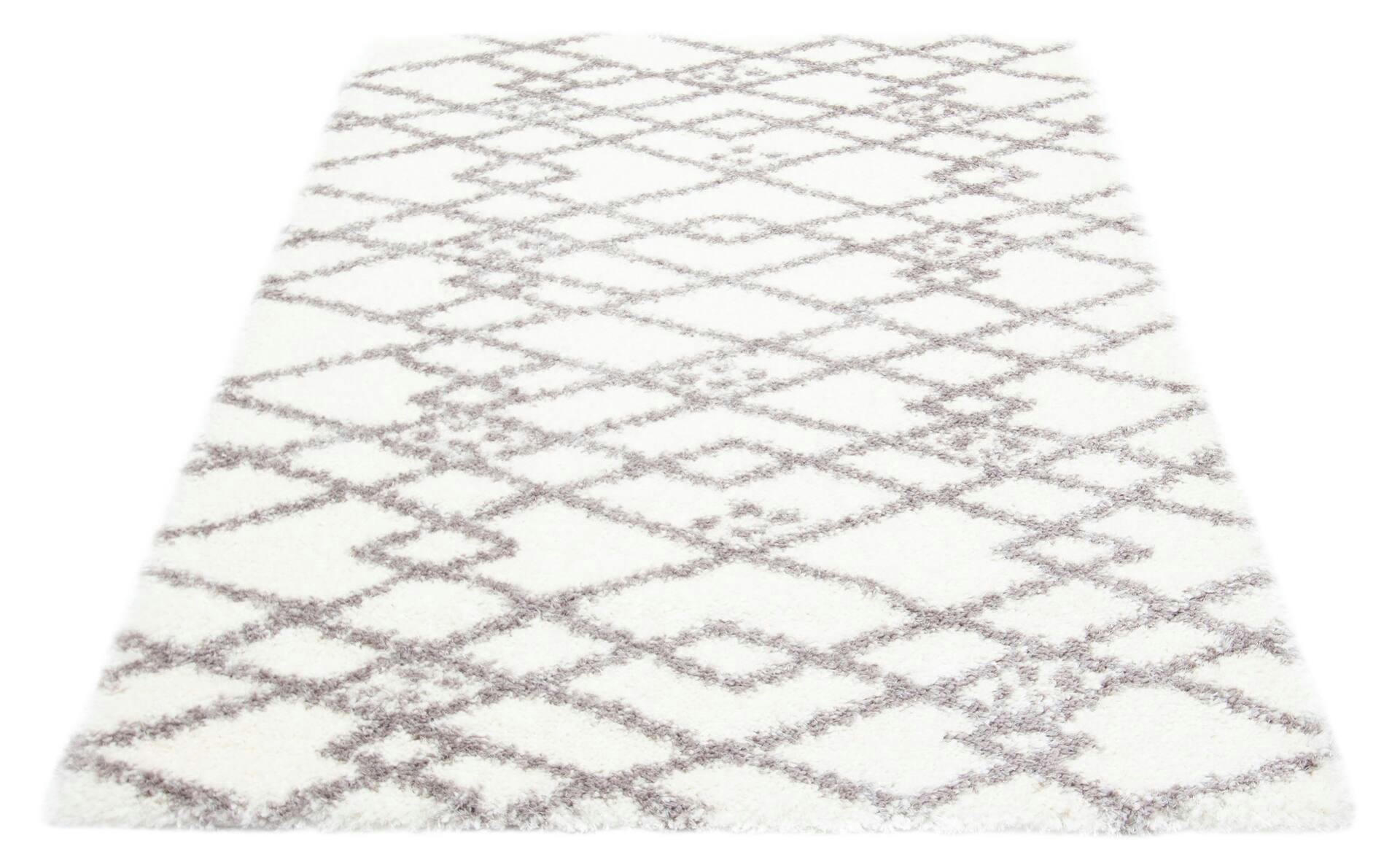 Touch Rectangular Geometric Patterned Polypropylene Shag Indoor Area Rug, Cream, 7.10-ft x 10.2-ft