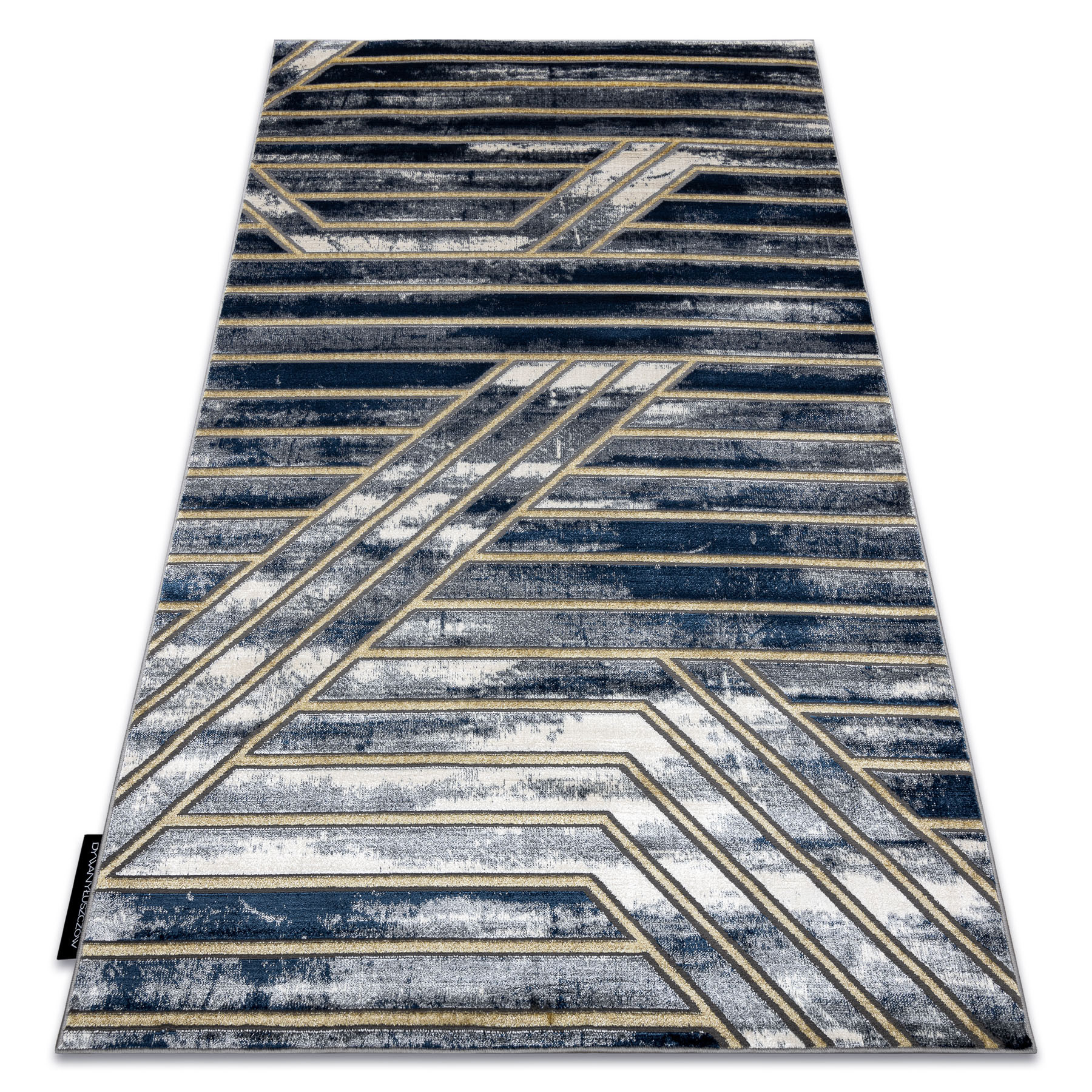 Dywan DE LUXE nowoczesny 460 Linie - Strukturalny granatowy / 120x170 cm