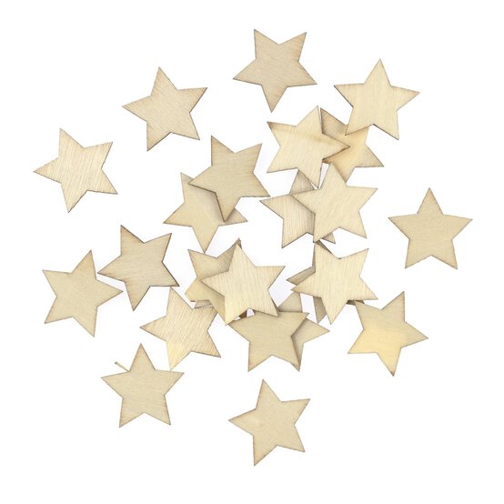Wooden Star Confetti 24 Pieces