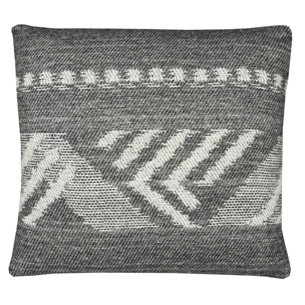 MOCHICA - Coussin en laine noir decostripe 45x45
