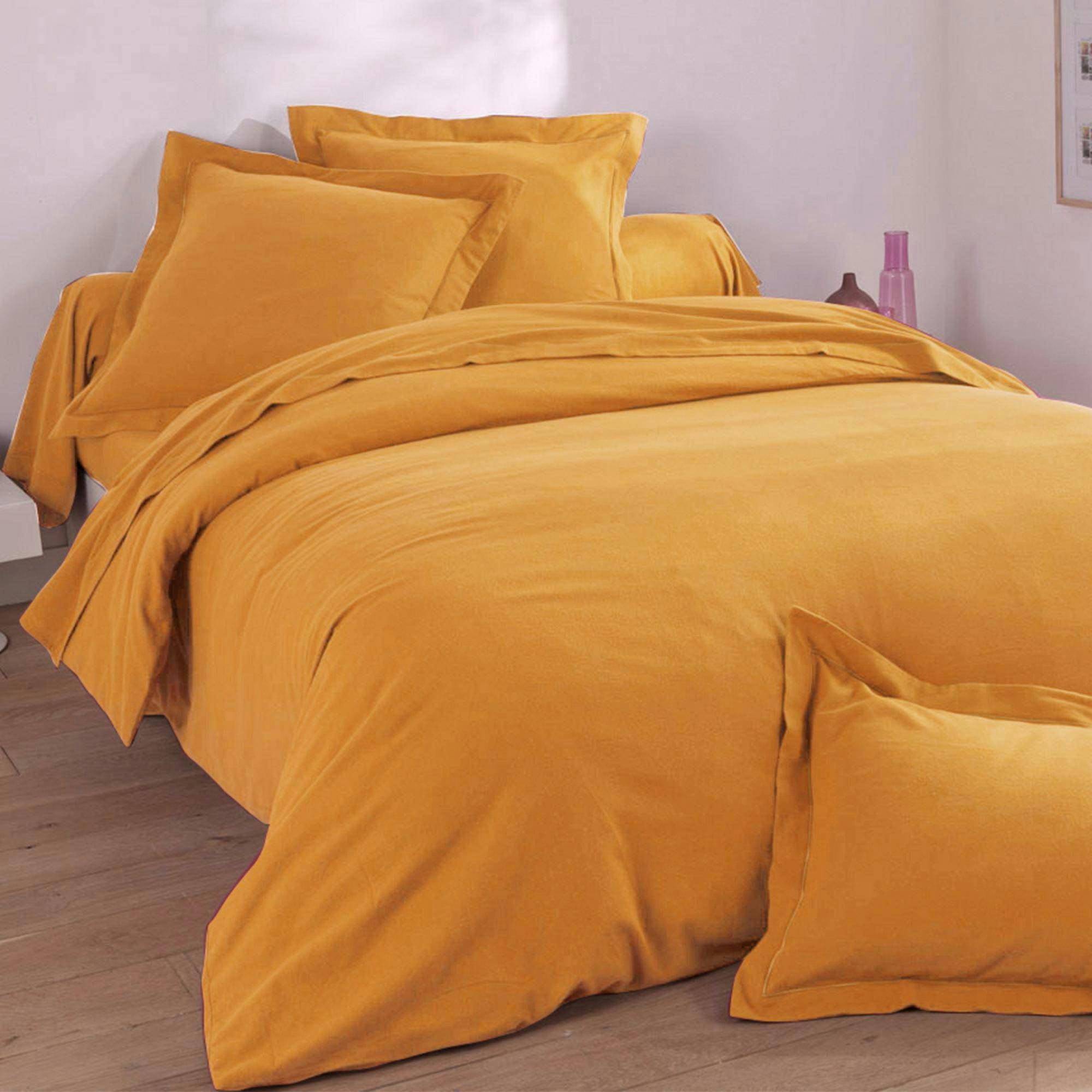 FLANELLE UNIE - Housse de couette 240x220 jaune soleil en coton